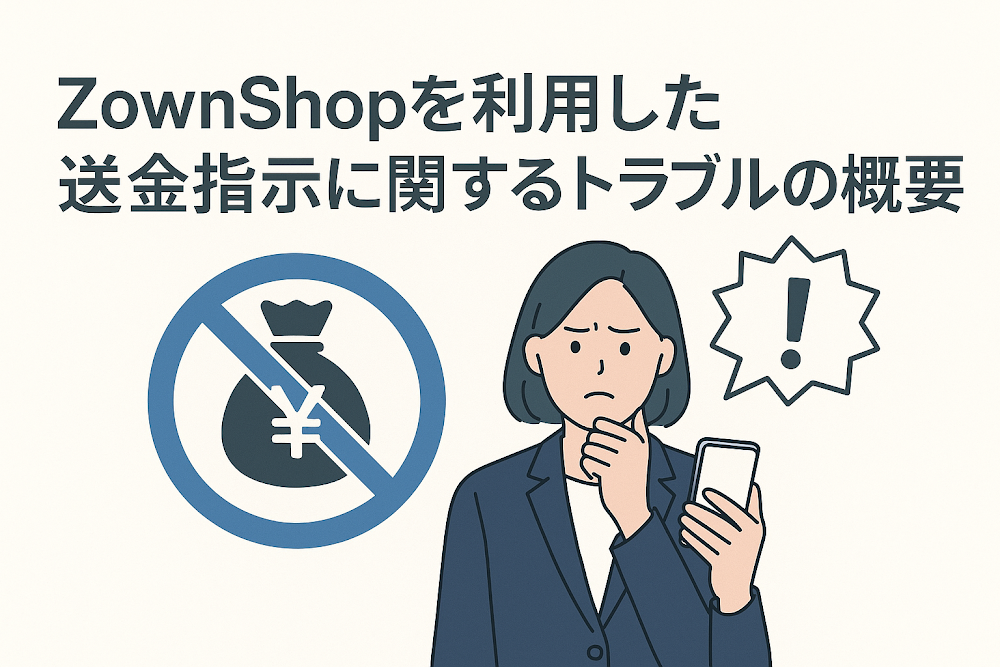 ZownShopを利用した送金指示に関するトラブルの概要