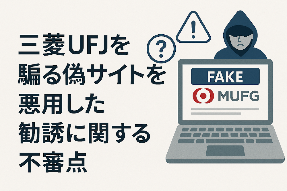 三菱UFJを騙る偽サイトを悪用した勧誘に関する不審点