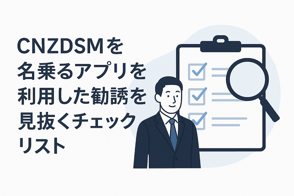 CNZDSMを名乗るアプリを利用した勧誘を見抜くチェックリスト