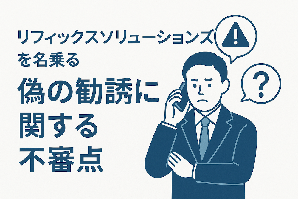 リフィックスソリューションズを名乗る偽の勧誘に関する不審点