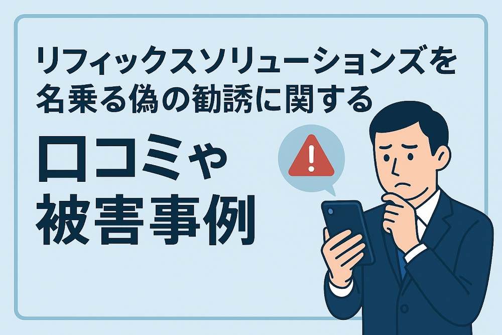 リフィックスソリューションズを名乗る偽の勧誘に関する口コミや被害事例
