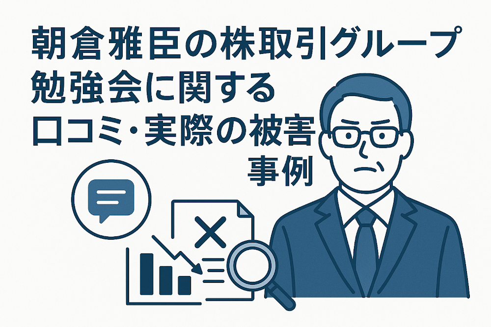 朝倉雅臣の株取引グループ勉強会に関する口コミ・実際の被害事例