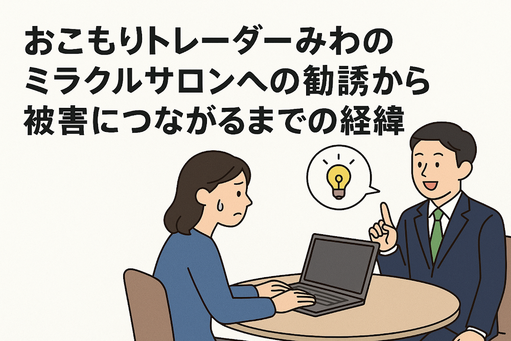 おこもりトレーダーみわのミラクルサロンへの勧誘から被害につながるまでの経緯