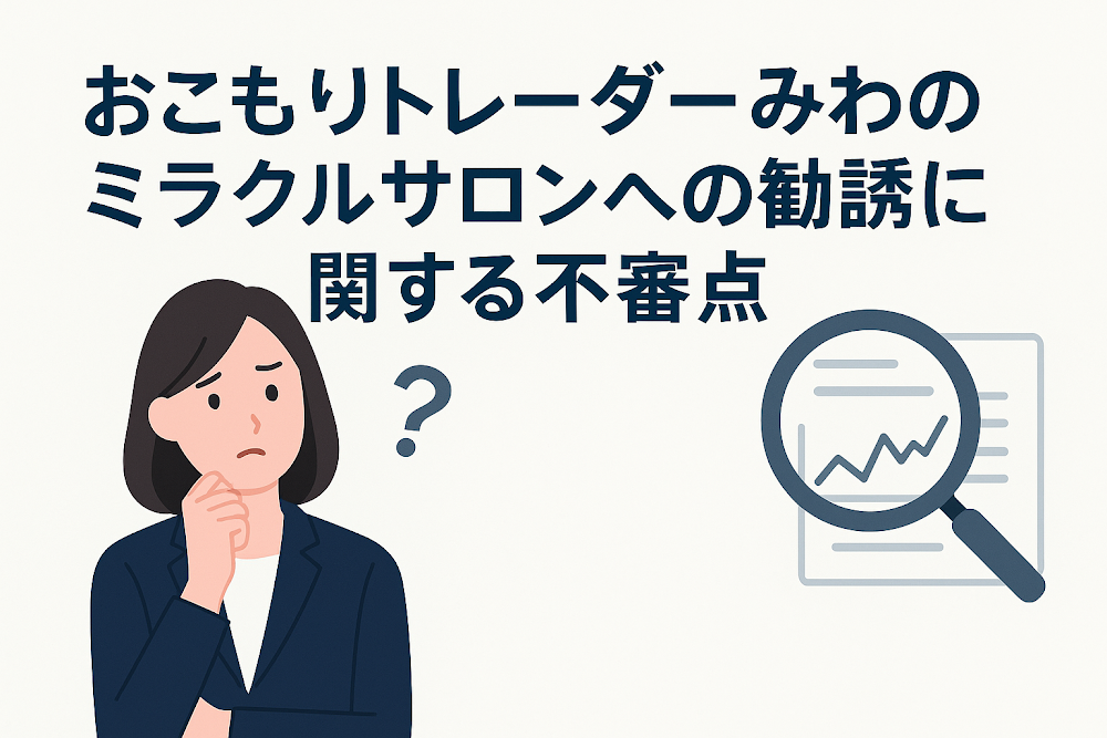 おこもりトレーダーみわのミラクルサロンへの勧誘に関する不審点
