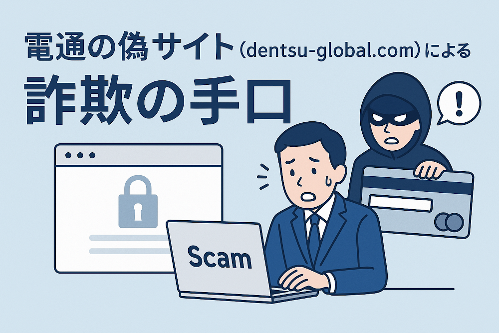 電通の偽サイト（dentsu-global.com）による詐欺の手口