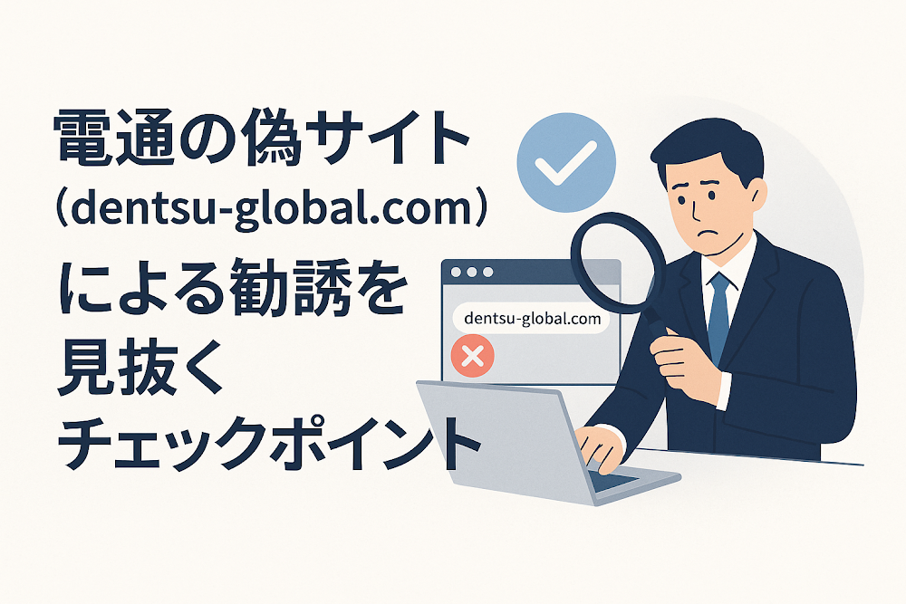 電通の偽サイト（dentsu-global.com）による勧誘を見抜くチェックポイント