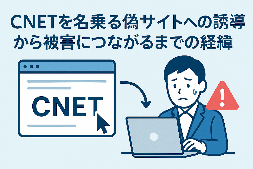 CNETを名乗る偽サイトへの誘導から被害につながるまでの経緯