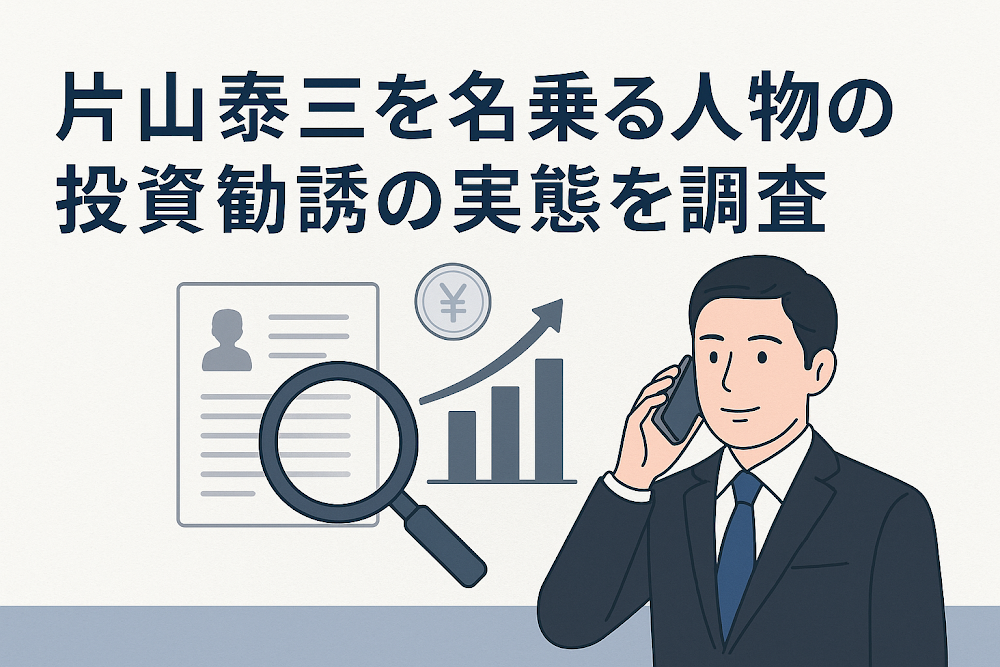 片山泰三を名乗る人物の投資勧誘の実態を調査