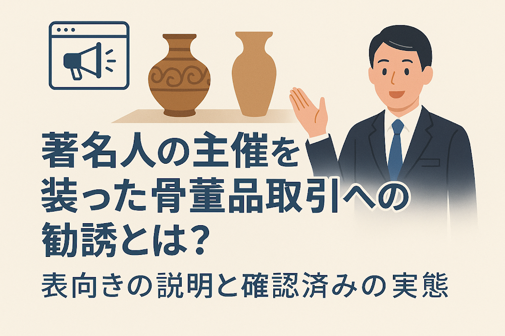 著名人の主催を装った骨董品取引への勧誘とは？表向きの説明と確認済みの実態