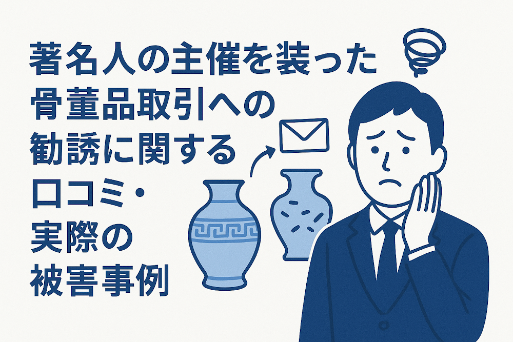 著名人の主催を装った骨董品取引への勧誘に関する口コミ・実際の被害事例