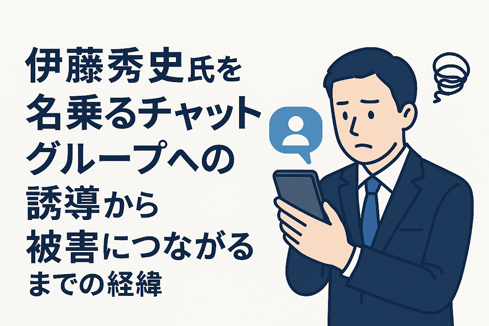伊藤秀史氏を名乗るチャットグループへの誘導から被害につながるまでの経緯