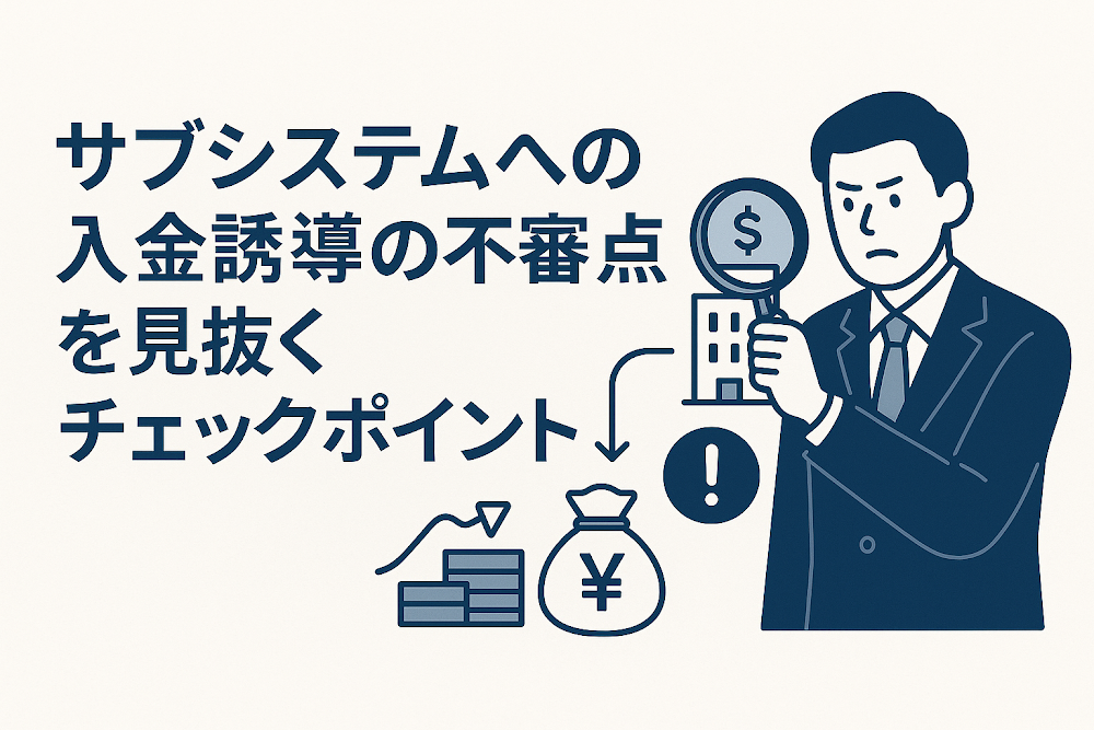 サブシステムへの入金誘導の不審点を見抜くチェックポイント