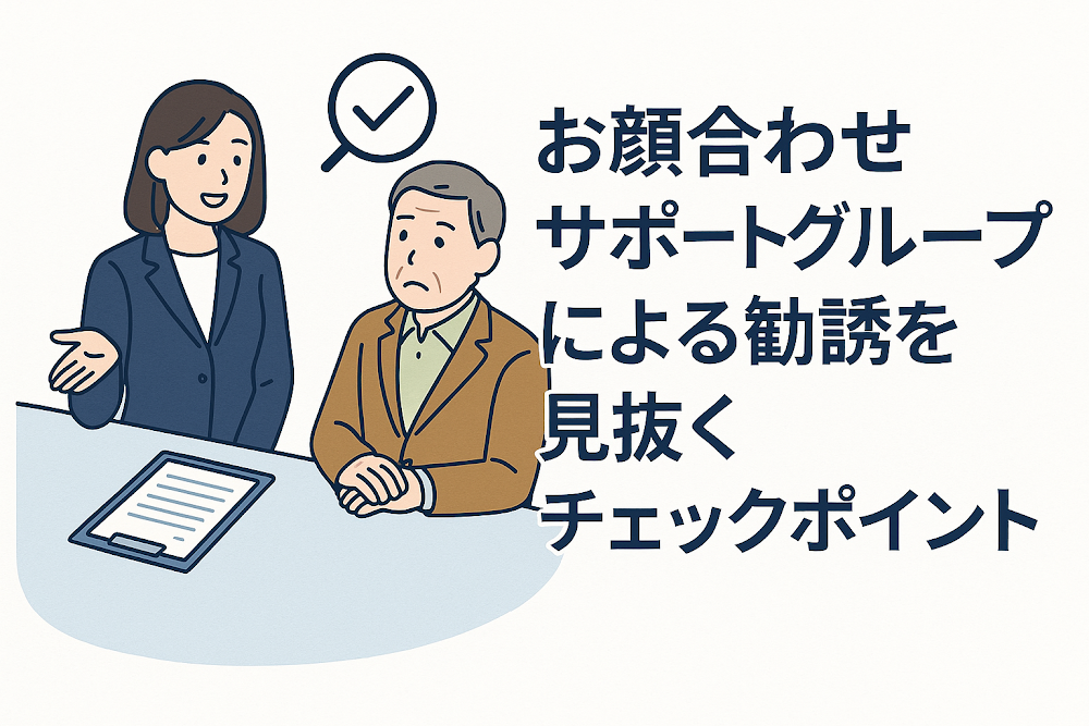 お顔合わせサポートグループによる勧誘を見抜くチェックポイント