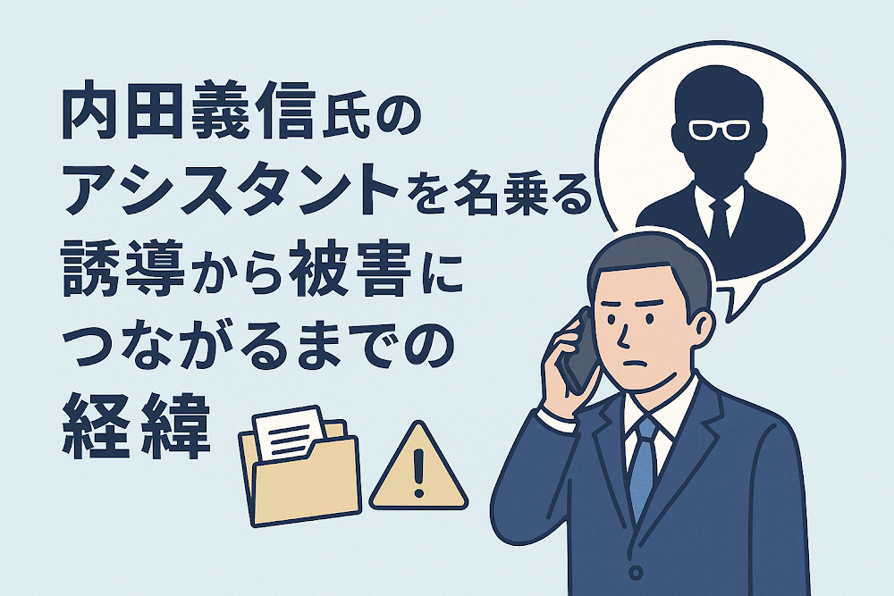 内田義信氏のアシスタントを名乗る誘導から被害につながるまでの経緯