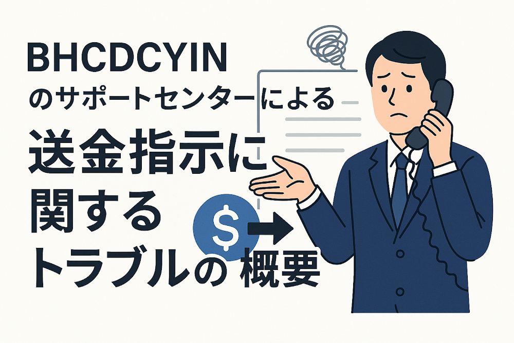 BHCDCYINのサポートセンターによる送金指示に関するトラブルの概要