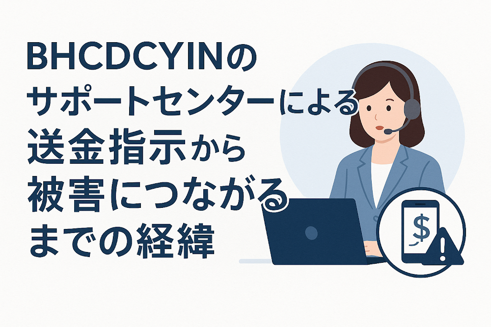 BHCDCYINのサポートセンターによる送金指示から被害につながるまでの経緯
