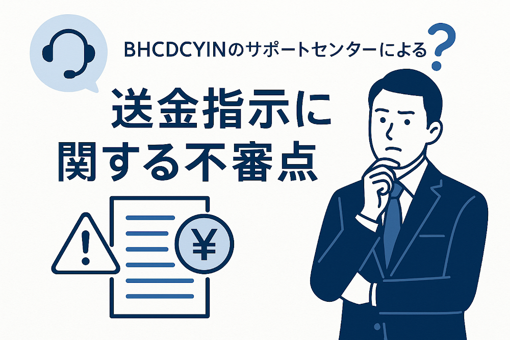 BHCDCYINのサポートセンターによる送金指示に関する不審点