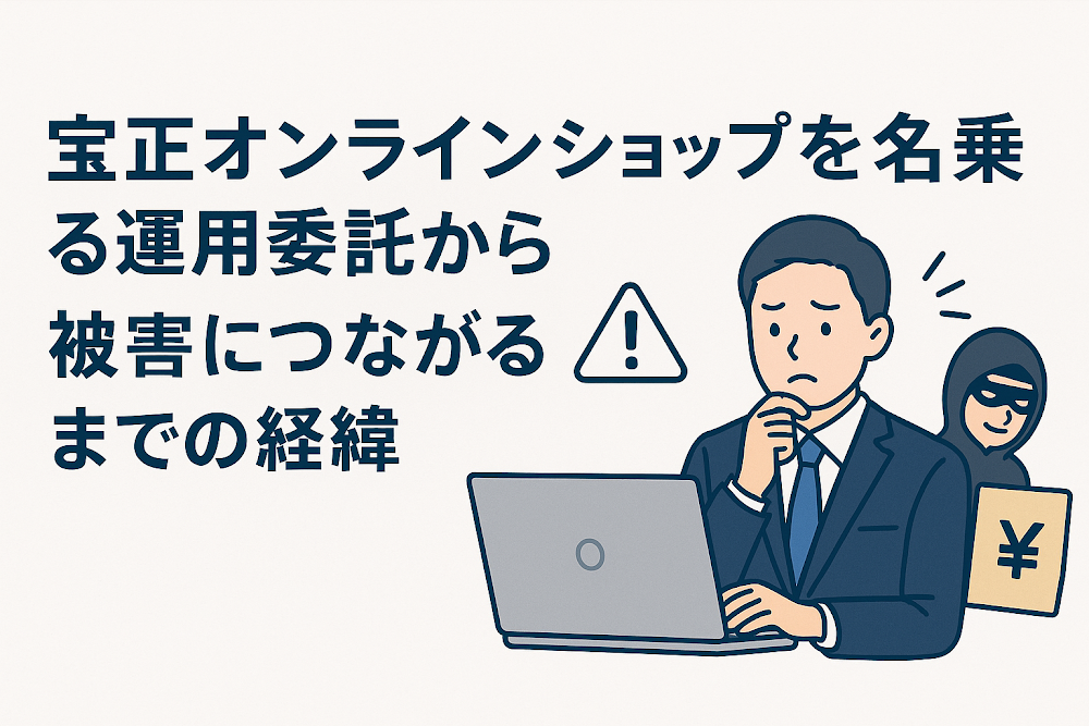 宝正オンラインショップを名乗る運用委託から被害につながるまでの経緯