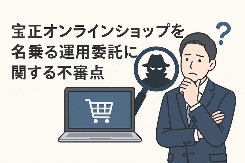 宝正オンラインショップを名乗る運用委託に関する不審点