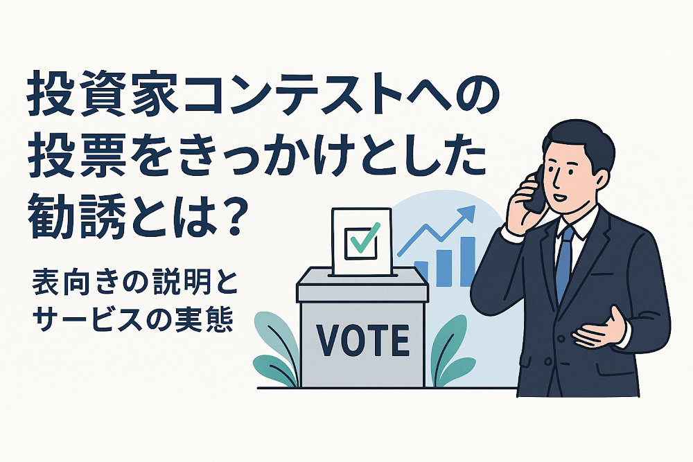 投資家コンテストへの投票をきっかけとした勧誘とは？表向きの説明とサービスの実態