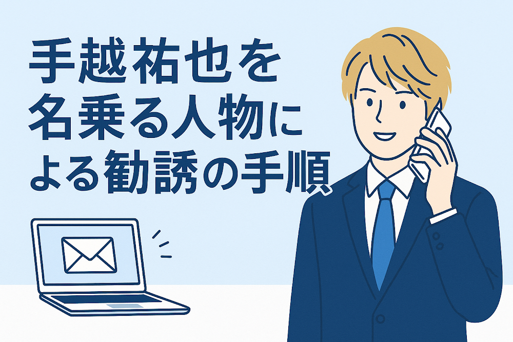 手越祐也を名乗る人物による勧誘の手順