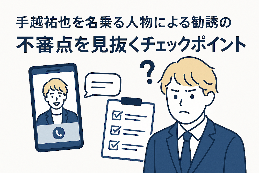 手越祐也を名乗る人物による勧誘の不審点を見抜くチェックポイント