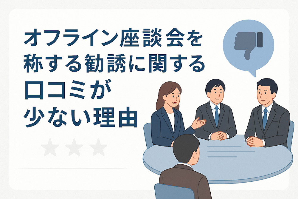 オフライン座談会を称する勧誘に関する口コミが少ない理由