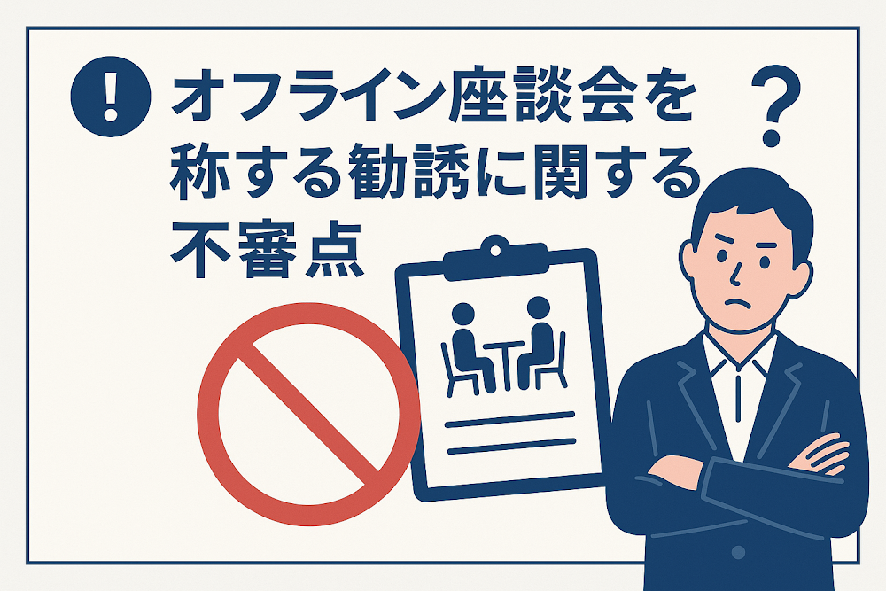 オフライン座談会を称する勧誘に関する不審点