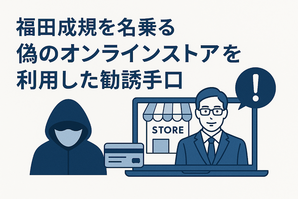 福田成規を名乗る偽のオンラインストアを利用した勧誘手口