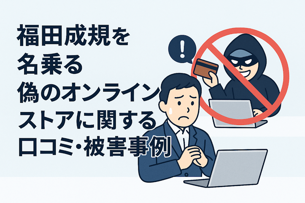 福田成規を名乗る偽のオンラインストアに関する口コミ・被害事例
