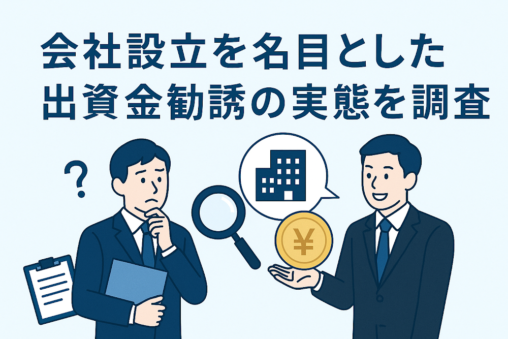会社設立を名目とした出資金勧誘の実態を調査
