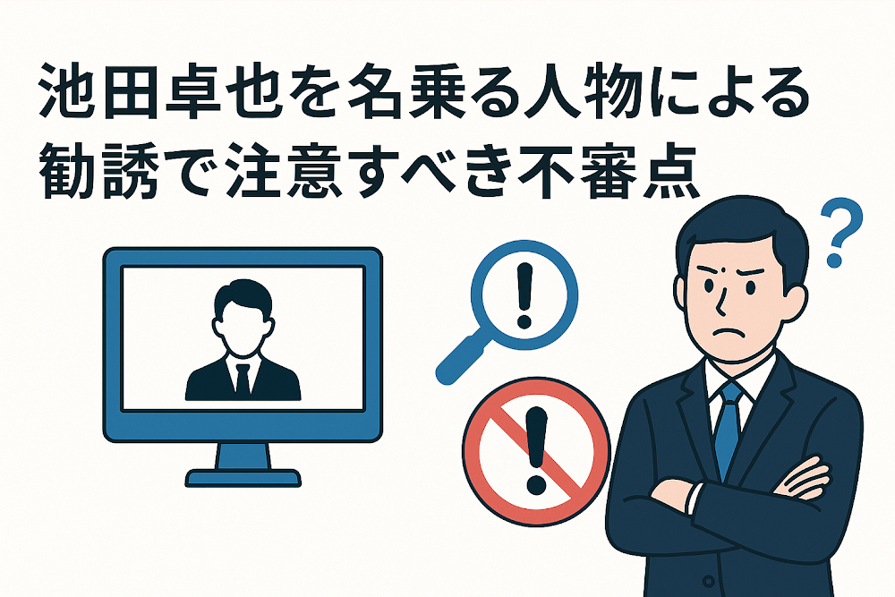 池田卓也を名乗る人物による勧誘で注意すべき不審点