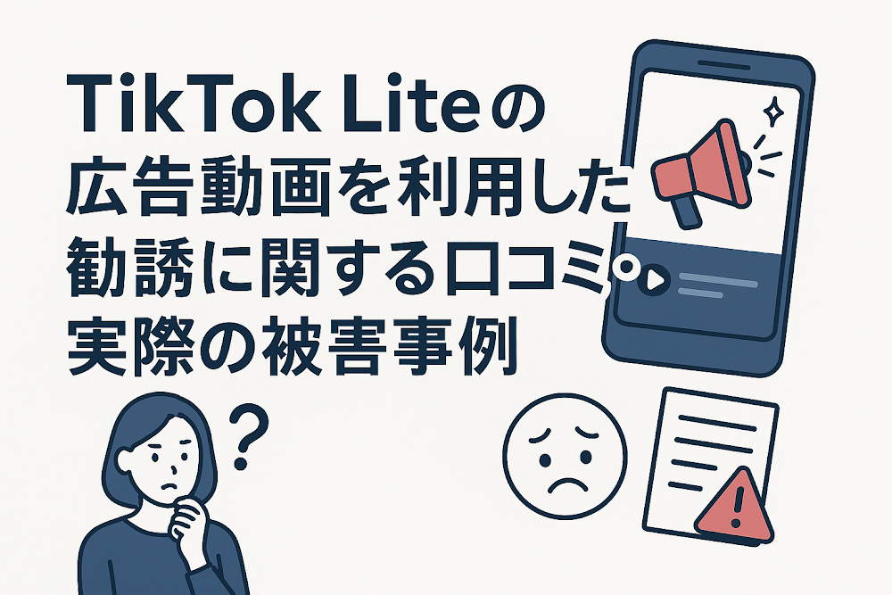 TikTok Liteの広告動画を利用した勧誘に関する口コミ・実際の被害事例