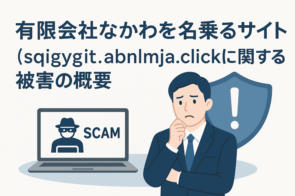 有限会社なかわを名乗るサイト（sqigygit.abnlmja.click）に関する被害の概要