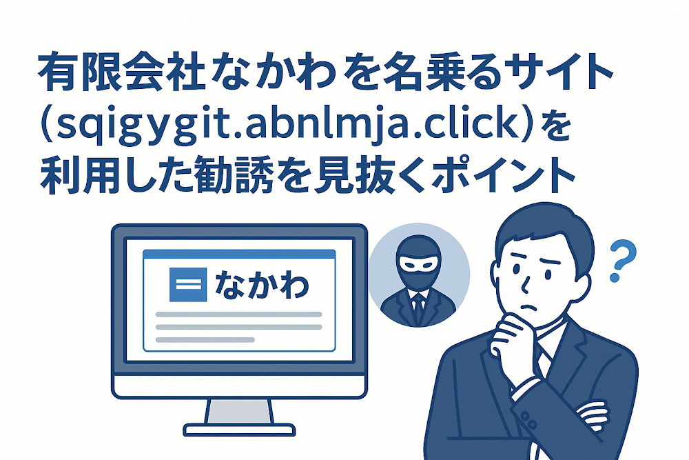 有限会社なかわを名乗るサイト（sqigygit.abnlmja.click）を利用した勧誘を見抜くポイント
