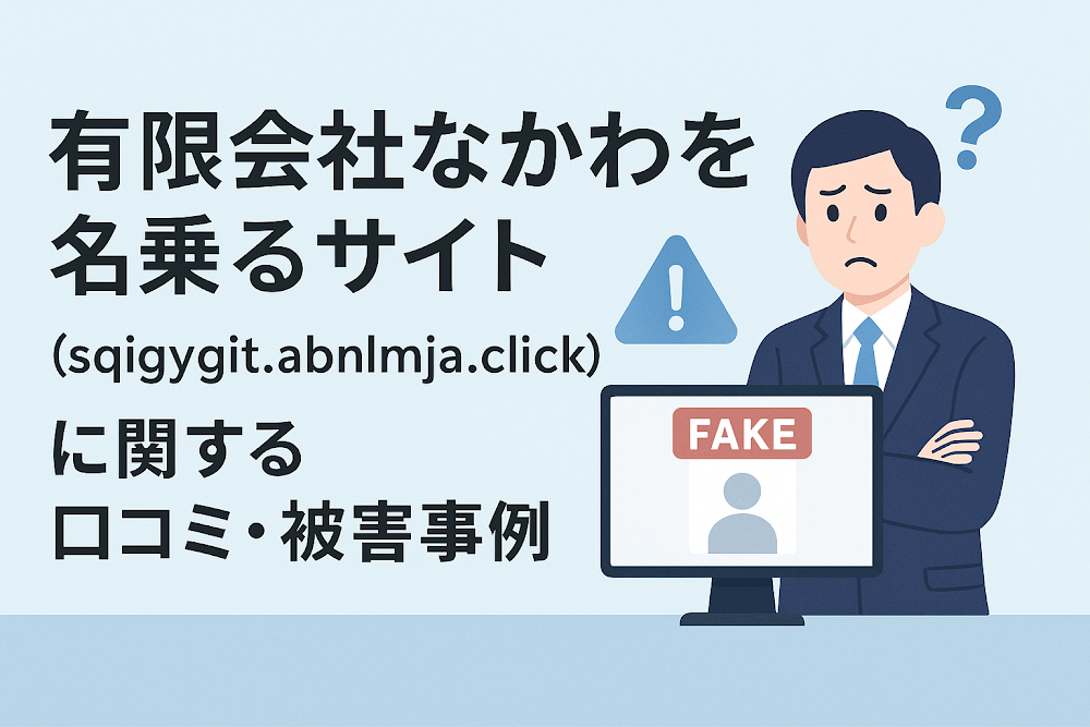 有限会社なかわを名乗るサイト（sqigygit.abnlmja.click）に関する口コミ・被害事例