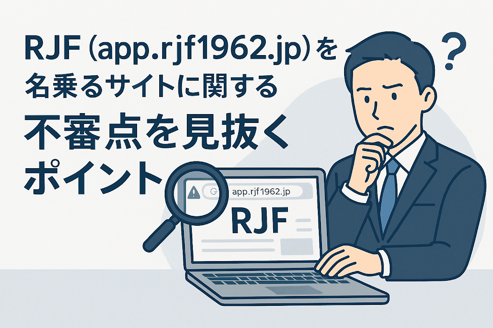 RJF(app.rjf1962.jp)を名乗るサイトに関する不審点を見抜くポイント